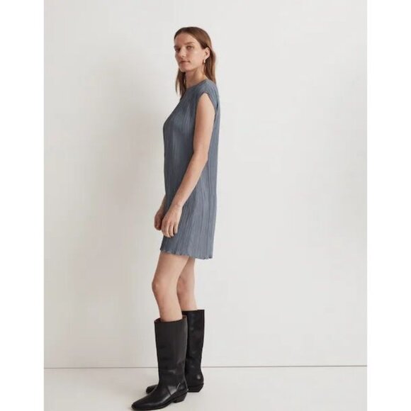 Madewell NWT Plissé Mini Tee Dress in Teapot Blue size 6 - Picture 8 of 9